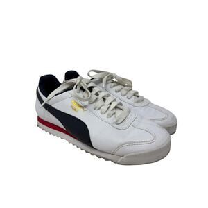 Puma Roma Basic Sneakers Mens Size 7.5 White Red Blue Lace Up
